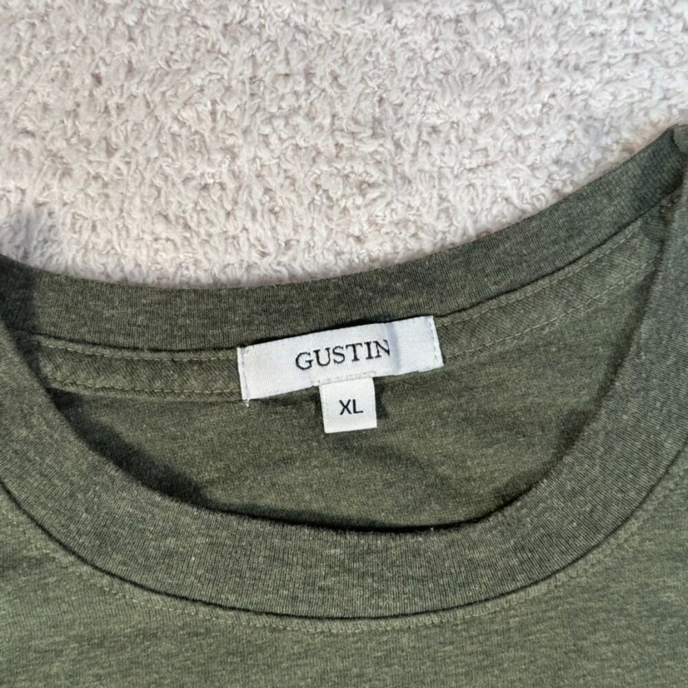 Gustin Mens Short Sleeve Tee T Shirt Green Size XL Workwear Basic Casual Cotton - Picture 5 of 9